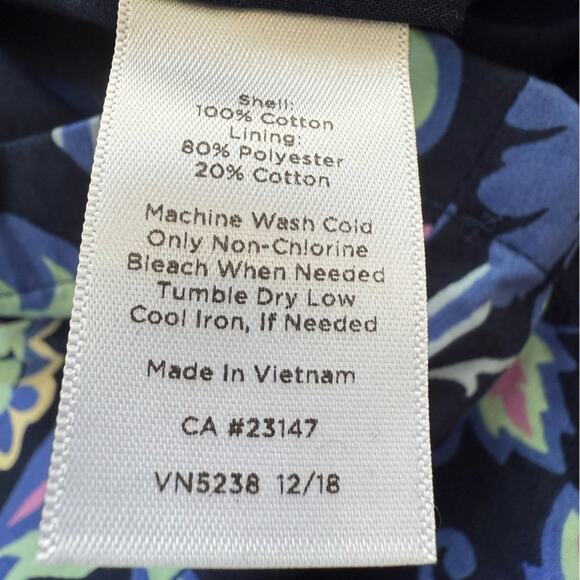 Talbots Navy Floral Paisley Sleeveless Cotton Shift Dress Size 6 - Picture 10 of 11